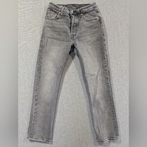 Levi's 501 Original Cropped Jeans Women's 23 X 26 Gray Worn In